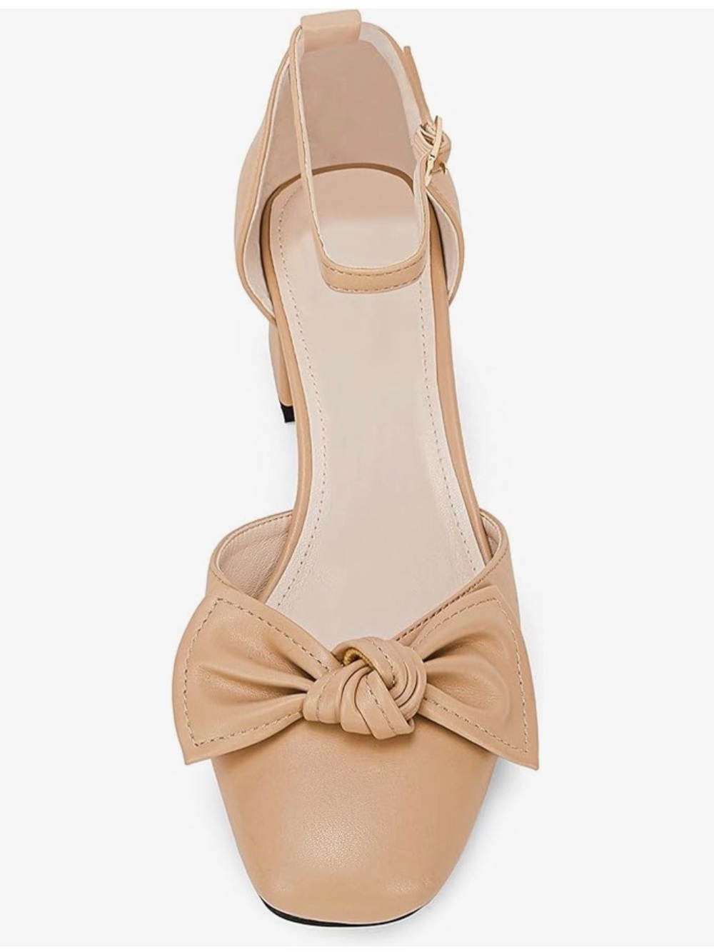 Women's Nude Bow Knot Block Heel Sandals